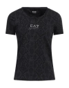 Ea7 Woman T-shirt Black Size L Organic Cotton, Modal, Elastane In Black