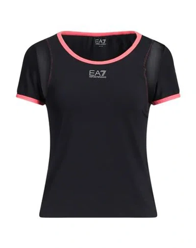 Ea7 Woman T-shirt Black Size Xxl Polyamide, Elastane