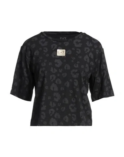 Ea7 Woman T-shirt Black Size M Cotton, Modal, Elastane In Black