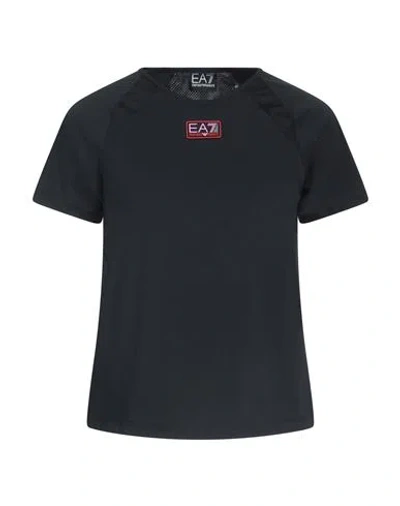 Ea7 Woman T-shirt Black Size Xxs Polyester, Elastane