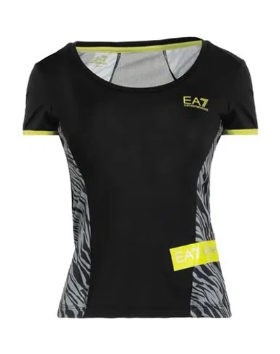 Ea7 Woman T-shirt Black Size Xxs Polyester, Elastane