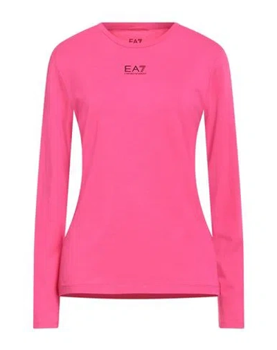 Ea7 Woman T-shirt Fuchsia Size L Cotton, Modal, Elastane In Pink