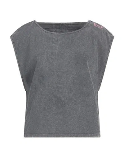 Ea7 Woman T-shirt Grey Size Xxs Cotton, Elastane
