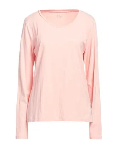 Ea7 Woman T-shirt Light Pink Size Xxl Cotton, Elastane