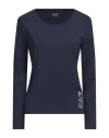 Ea7 Woman T-shirt Midnight Blue Size M Cotton, Elastane