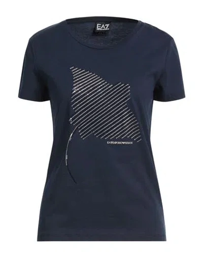 Ea7 Woman T-shirt Midnight Blue Size Xxl Cotton In Black