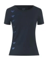 Ea7 Woman T-shirt Navy Size S Cotton, Modal, Elastane In Navy Blue