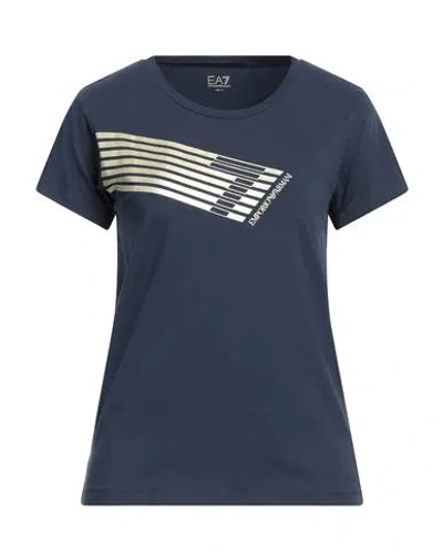 Ea7 Woman T-shirt Navy Size Xs Cotton, Elastane