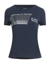 Ea7 Woman T-shirt Navy Size S Cotton, Elastane In Blue