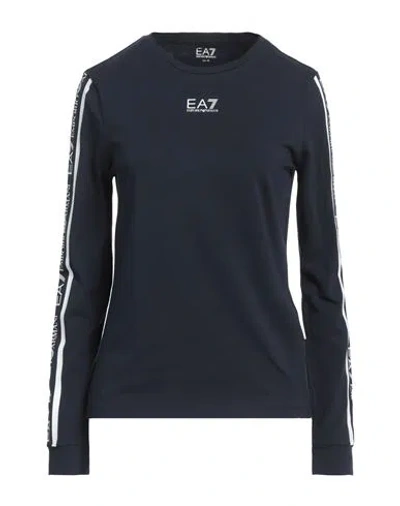 Ea7 Woman T-shirt Navy Size Xxl Cotton, Elastane