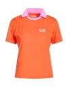 Ea7 Woman T-shirt Orange Size M Polyester, Elastane