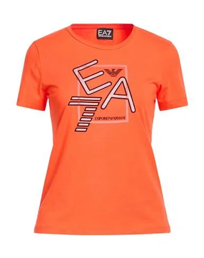 Ea7 Woman T-shirt Orange Size Xl Cotton, Elastane In Burgundy