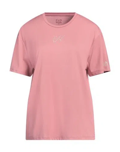 Ea7 Woman T-shirt Antique Rose Size Xl Polyester, Elastane In Pink