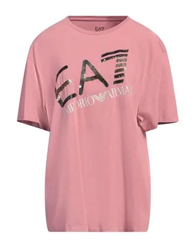 Ea7 Woman T-shirt Antique Rose Size Xxs Cotton, Elastane In Pink