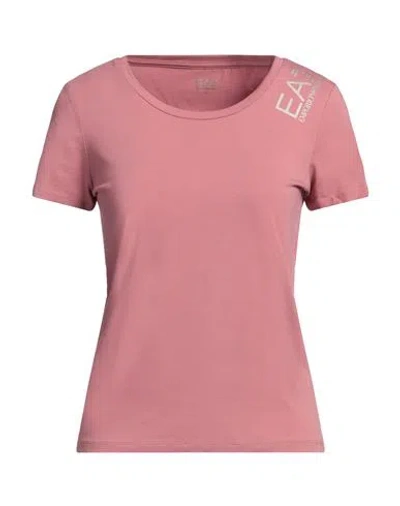 Ea7 Woman T-shirt Antique Rose Size Xs Cotton, Elastane In Pink