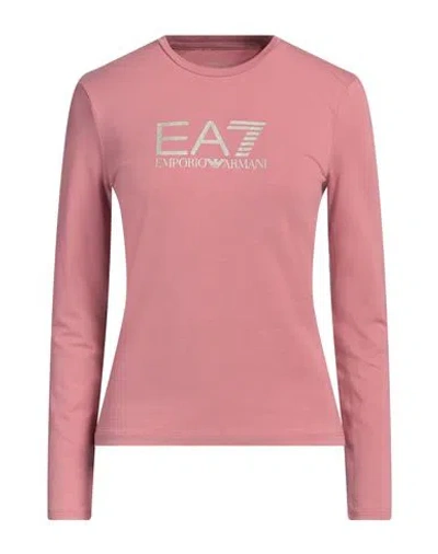 Ea7 Woman T-shirt Antique Rose Size Xs Cotton, Elastane In Pink