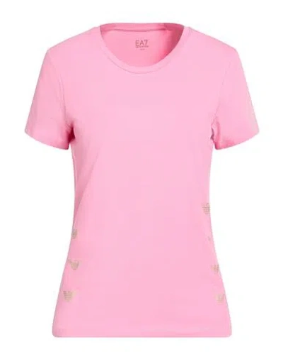Ea7 Woman T-shirt Pink Size Xl Cotton, Modal, Elastane