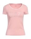 Ea7 Woman T-shirt Pink Size Xl Organic Cotton, Modal, Elastane In Pink