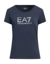 Ea7 Woman T-shirt Slate Blue Size L Cotton, Elastane