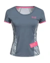 Ea7 Woman T-shirt Slate Blue Size Xs Polyester, Elastane