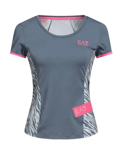 Ea7 Woman T-shirt Slate Blue Size Xs Polyester, Elastane In Blue