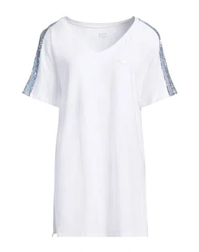 Ea7 Woman T-shirt White Size M Cotton, Modal, Elastane