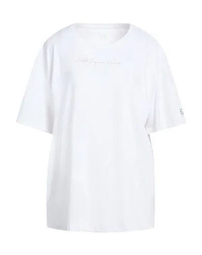 Ea7 Woman T-shirt White Size 3xl Polyester, Elastane