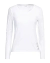 Ea7 Woman T-shirt White Size M Cotton, Elastane In White