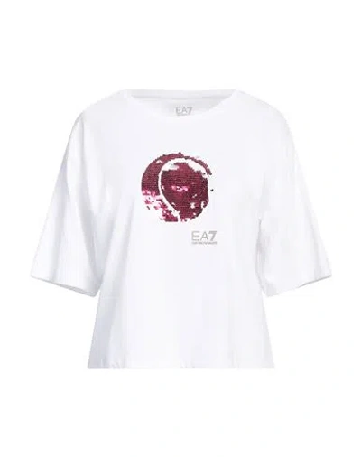 Ea7 Woman T-shirt White Size M Cotton, Modal, Elastane