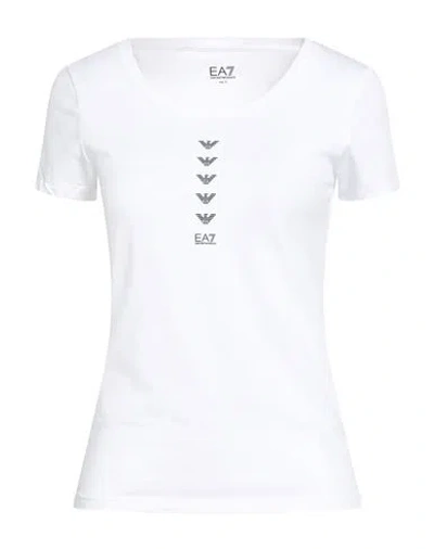 Ea7 Woman T-shirt White Size L Cotton, Modal, Elastane