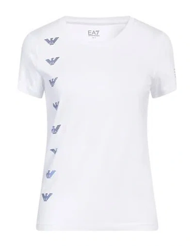 Ea7 Woman T-shirt White Size S Cotton, Modal, Elastane
