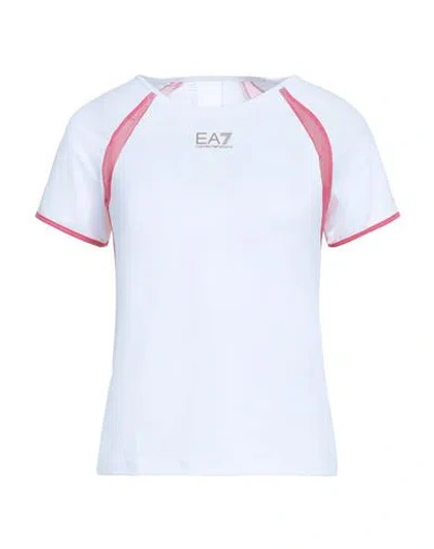 Ea7 Woman T-shirt White Size L Polyamide, Elastane