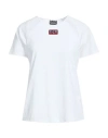 Ea7 Woman T-shirt White Size L Polyester, Elastane In Blue