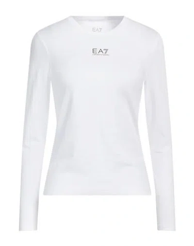 Ea7 Woman T-shirt White Size Xl Cotton, Modal, Elastane