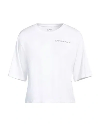 Ea7 Woman T-shirt White Size S Modal, Cotton, Elastane