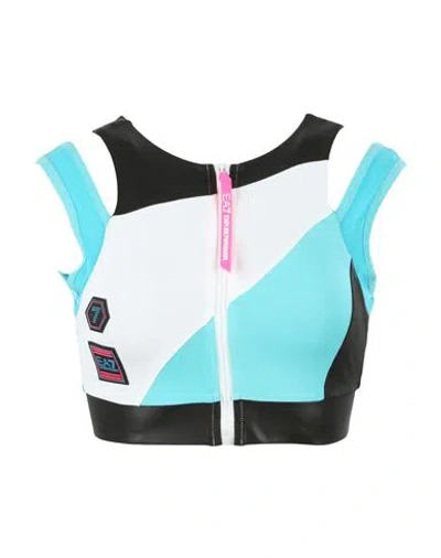 Ea7 Woman T-shirt White Size Xl Polyester, Resin In Multi