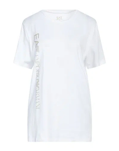 Ea7 Woman T-shirt White Size Xs Cotton, Elastane