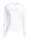 Ea7 Woman T-shirt White Size Xl Cotton, Elastane