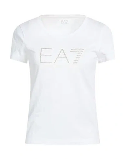 Ea7 Woman T-shirt White Size Xxl Cotton In Transparent