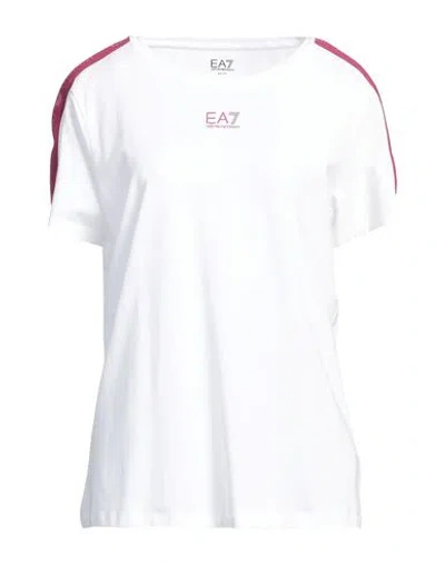 Ea7 Woman T-shirt White Size M Cotton, Elastane