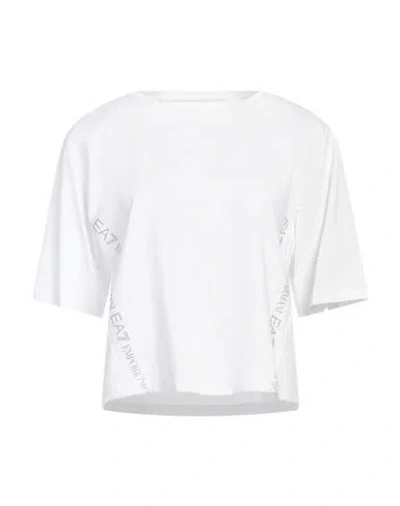 Ea7 Woman T-shirt White Size Xxl Cotton, Elastane