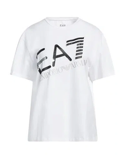 Ea7 Woman T-shirt White Size Xxl Cotton, Elastane