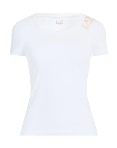 Ea7 Woman T-shirt White Size Xxs Cotton, Elastane