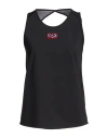 Ea7 Woman Tank Top Black Size Xxl Polyester, Elastane