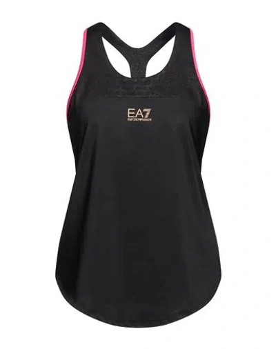 Ea7 Woman Tank Top Black Size Xxl Recycled Polyester, Elastane