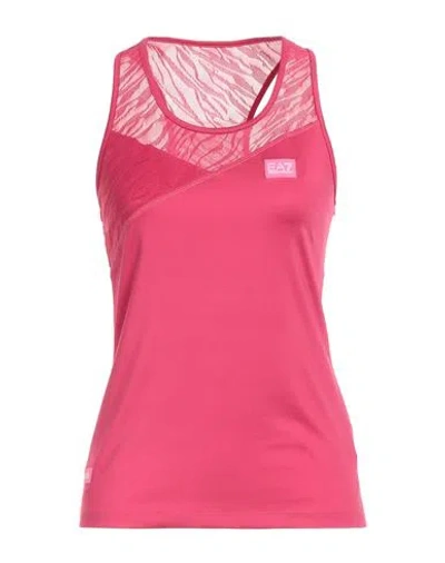 Ea7 Woman Tank Top Fuchsia Size Xl Polyester, Elastane In Pink