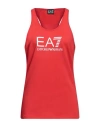 Ea7 Woman Tank Top Red Size Xl Cotton, Elastane