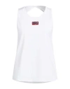 Ea7 Woman Tank Top White Size L Polyester, Elastane