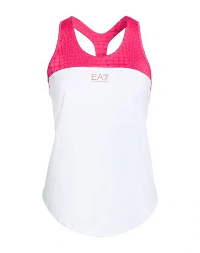 Ea7 Woman Tank Top White Size Xs Recycled Polyester, Elastane