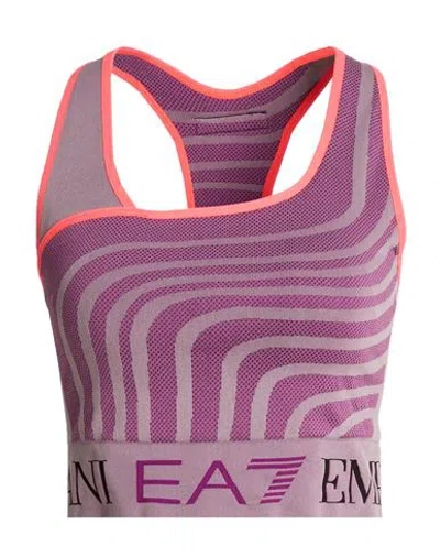 Ea7 Woman Top Antique Rose Size L Polyamide, Recycled Polyester, Elastane, Polypropylene In Pink